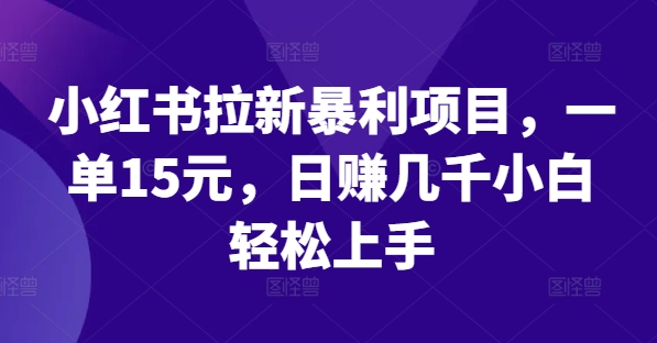 小红书拉新暴利项目，一单15元，日赚几千小白轻松上手-AI学习资源网