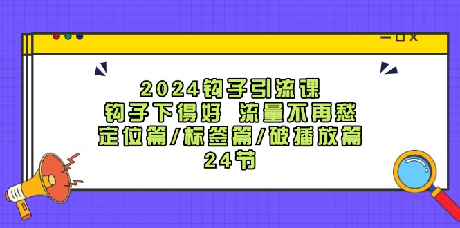 2024钩子引流课：钩子下得好流量不再愁，定位篇/标签篇/破播放篇/24节-AI学习资源网