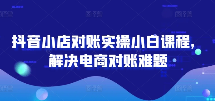 抖音小店对账实操小白课程，解决电商对账难题-AI学习资源网