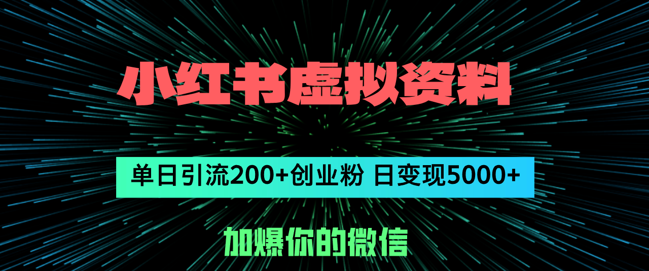 （12164期）小红书虚拟资料日引流200+创业粉，单日变现5000+-AI学习资源网