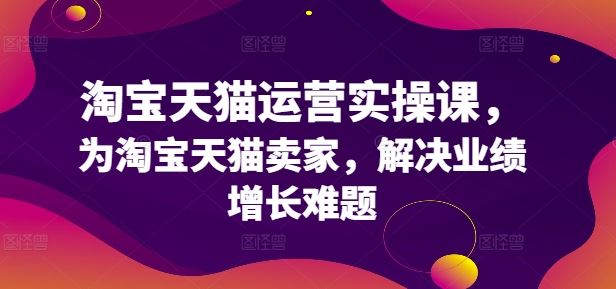 淘宝天猫运营实操课，为淘宝天猫卖家，解决业绩增长难题-AI学习资源网