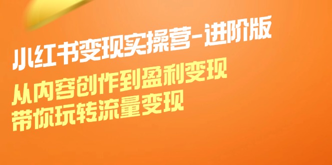 小红书变现实操营进阶版：从内容创作到盈利变现，带你玩转流量变现-AI学习资源网