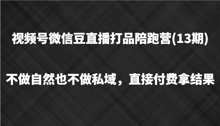 视频号微信豆直播打品陪跑(13期)，不做不自然流不做私域，直接付费拿结果-AI学习资源网