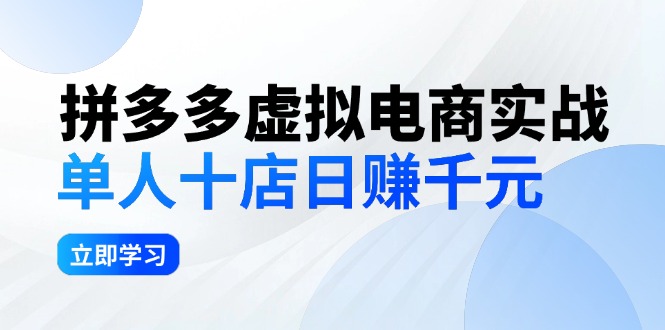 （12326期）拼多多虚拟电商实战：单人10店日赚千元，深耕老项目，稳定盈利不求风口-AI学习资源网