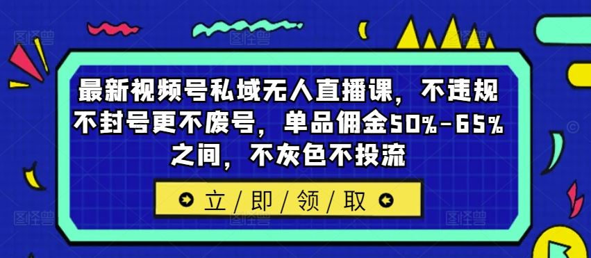 最新视频号私域无人直播课，不违规不封号更不废号，单品佣金50%-65%之间，不灰色不投流-AI学习资源网