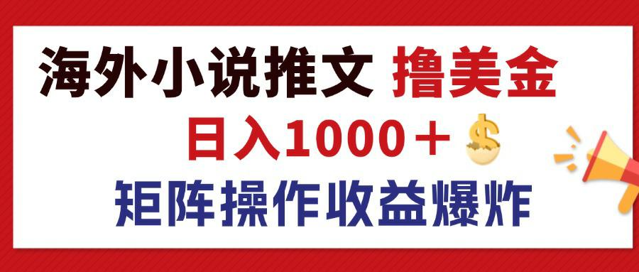 （12333期）最新海外小说推文撸美金，日入1000＋ 蓝海市场，矩阵放大收益爆炸-AI学习资源网