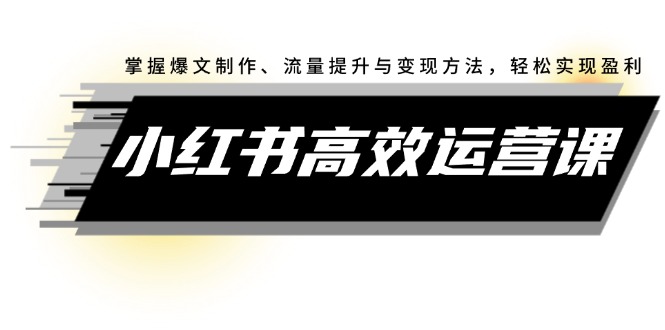 （12369期）小红书高效运营课：掌握爆文制作、流量提升与变现方法，轻松实现盈利-AI学习资源网