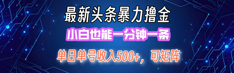 （12380期）最新暴力头条掘金日入500+，矩阵操作日入2000+ ，小白也能轻松上手！-AI学习资源网