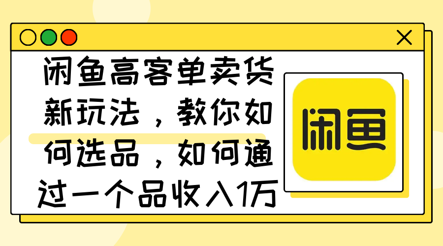 （12387期）闲鱼高客单卖货新玩法，教你如何选品，如何通过一个品收入1万+-AI学习资源网