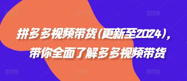 拼多多视频带货(更新至2024)，带你全面了解多多视频带货-AI学习资源网