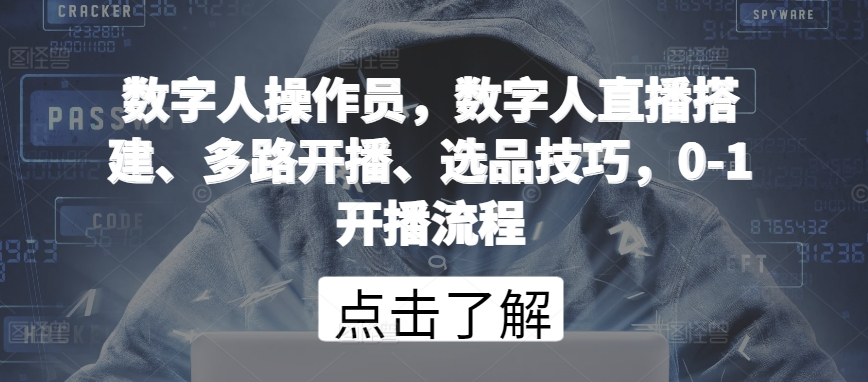 数字人操作员，数字人直播搭建、多路开播、选品技巧，0-1开播流程-AI学习资源网