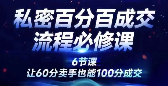 私密百分百成交流程线上训练营，绝对成交，让60分卖手也能100分成交-AI学习资源网