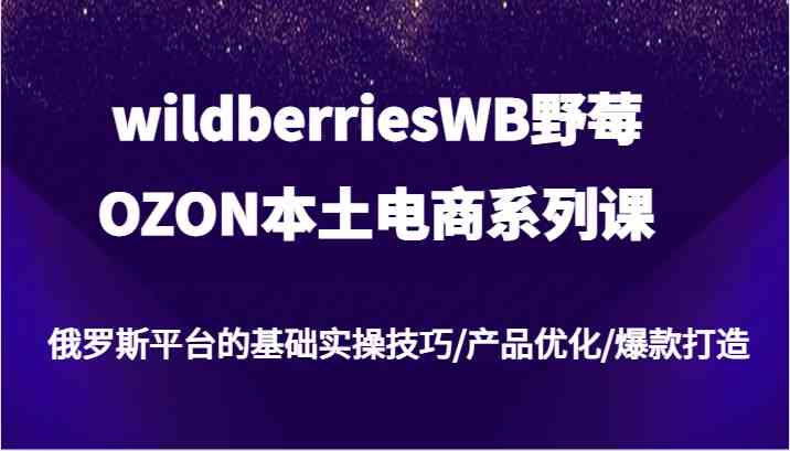 wildberriesWB野莓/OZON本土电商系列课，俄罗斯平台的基础实操技巧/产品优化/爆款打造-AI学习资源网