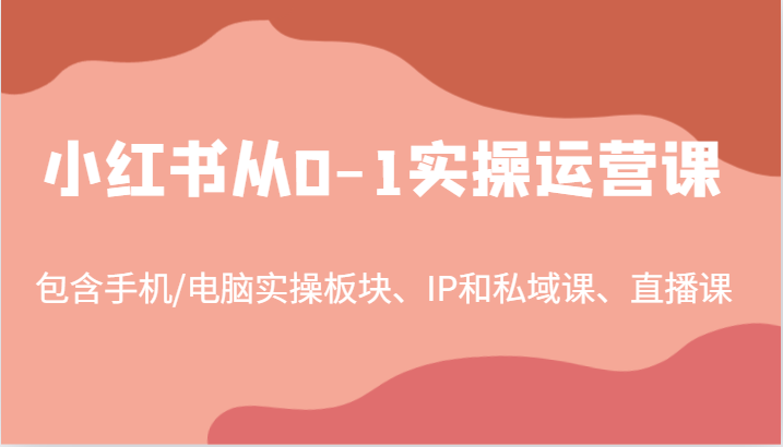 小红书从0-1实操运营课，包含手机/电脑实操板块、IP和私域课、直播课（97节）-AI学习资源网