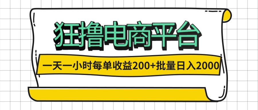 （12463期）一天一小时 狂撸电商平台 每单收益200+ 批量日入2000+-AI学习资源网