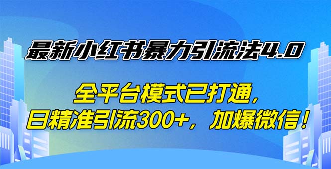 （12505期）最新小红书暴力引流法4.0， 全平台模式已打通，日精准引流300+，加爆微…-AI学习资源网