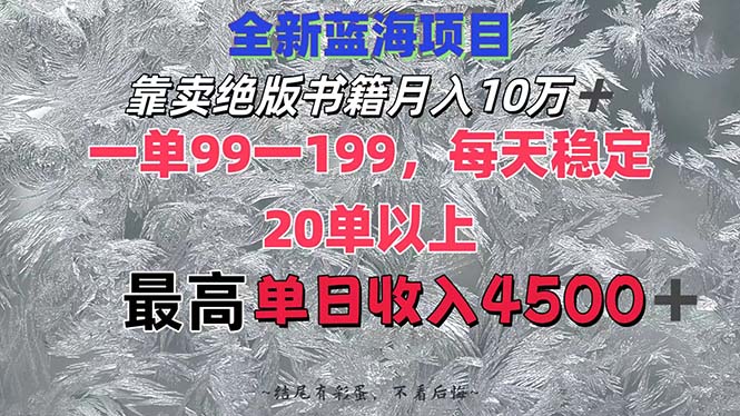 （12512期）靠卖绝版书籍月入10W+,一单99-199，一天平均20单以上，最高收益日入4500+-AI学习资源网