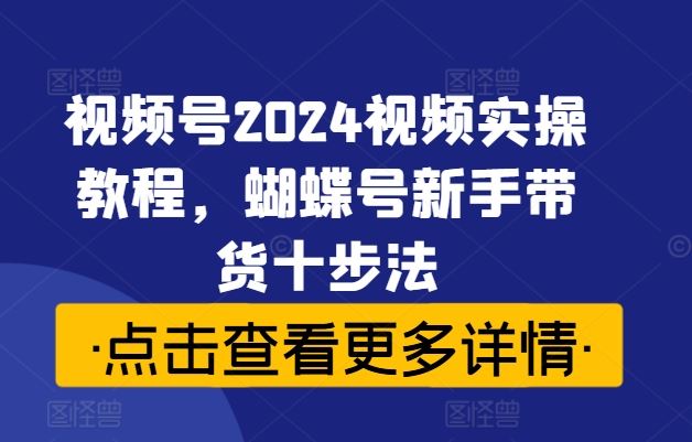 视频号2024视频实操教程，蝴蝶号新手带货十步法-AI学习资源网