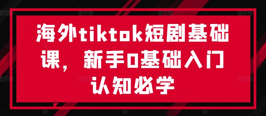 海外tiktok短剧基础课，新手0基础入门认知必学-AI学习资源网