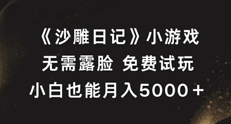 《沙雕日记》小游戏，无需露脸免费试玩，小白也能月入5000+【揭秘】-AI学习资源网