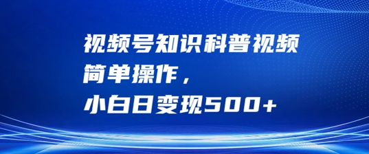 视频号知识科普视频，简单操作，小白日变现500+【揭秘】-AI学习资源网