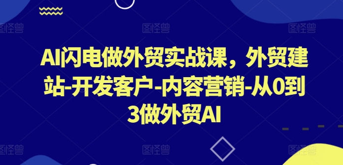 AI闪电做外贸实战课，​外贸建站-开发客户-内容营销-从0到3做外贸AI(更新)-AI学习资源网