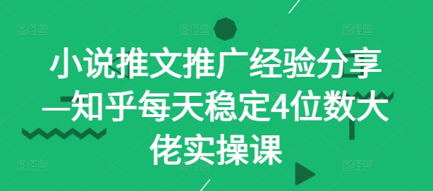 小说推文推广经验分享—知乎每天稳定4位数大佬实操课-AI学习资源网