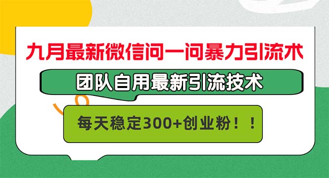 九月最新微信问一问暴力引流术，团队自用引流术，每天稳定300+创…-AI学习资源网