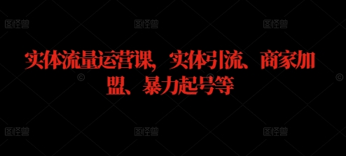 实体流量运营课，实体引流、商家加盟、暴力起号等-AI学习资源网