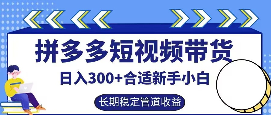 拼多多短视频带货日入300+有长期稳定被动收益，合适新手小白【揭秘】-AI学习资源网