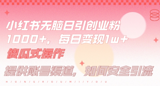 小红书无脑每日引流创业粉500+，小白每天只花半小时，躺赚长尾收益【揭秘】-AI学习资源网