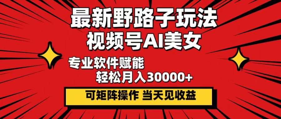 （12798期）最新野路子玩法，视频号AI美女，当天见收益，轻松月入30000＋-AI学习资源网