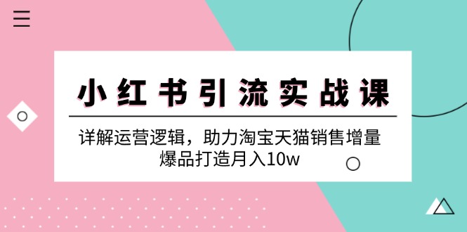 （12809期）小红书引流实战课：详解运营逻辑，助力淘宝天猫销售增量，爆品打造月入10w-AI学习资源网