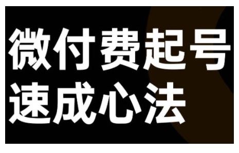 微付费起号速成课，视频号直播+抖音直播，微付费起号速成心法-AI学习资源网