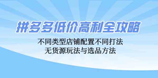 拼多多低价高利全攻略：不同类型店铺配置不同打法，无货源玩法与选品方法-AI学习资源网