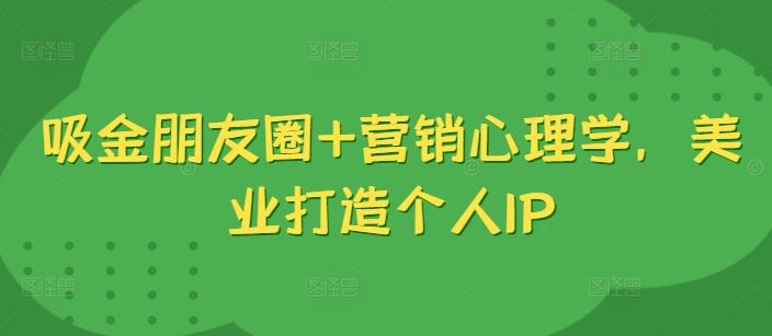 吸金朋友圈+营销心理学，美业打造个人IP-AI学习资源网