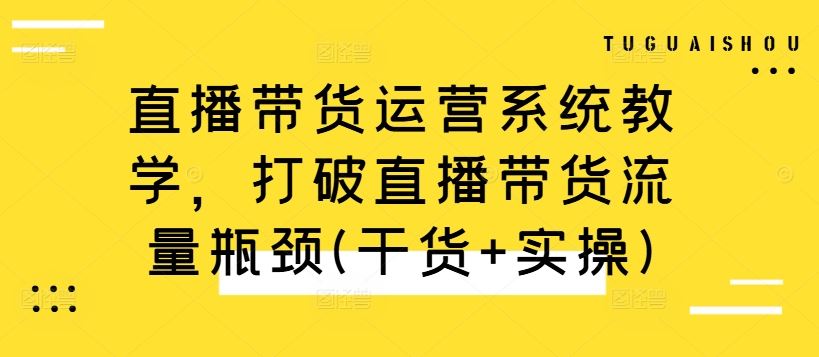 直播带货运营系统教学，打破直播带货流量瓶颈(干货+实操)-AI学习资源网