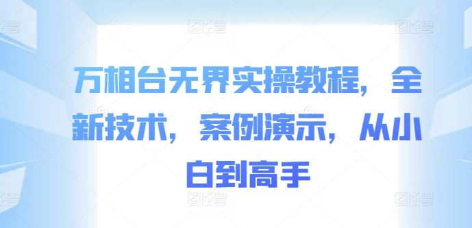 万相台无界实操教程，全新技术，案例演示，从小白到高手-AI学习资源网