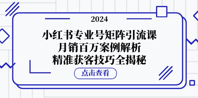 （12943期）小红书专业号矩阵引流课，月销百万案例解析，精准获客技巧全揭秘-AI学习资源网