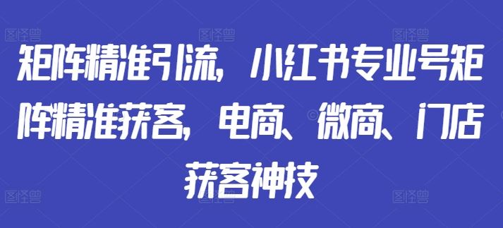 矩阵精准引流，小红书专业号矩阵精准获客，电商、微商、门店获客神技-AI学习资源网