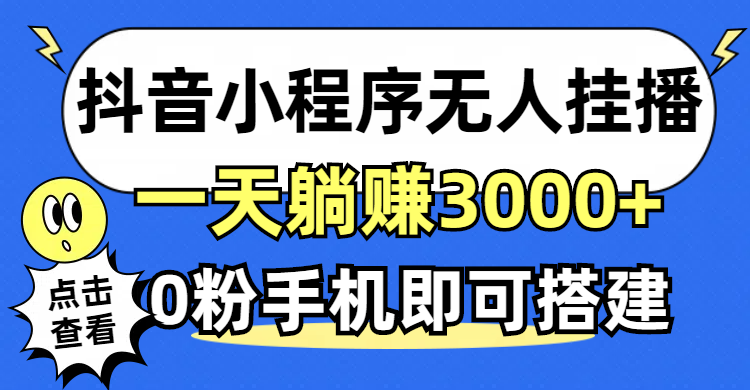 （12988期）抖音小程序无人直播，一天躺赚3000+，0粉手机可搭建，不违规不限流，小…-AI学习资源网