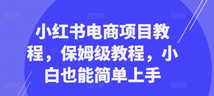 小红书电商项目教程，保姆级教程，小白也能简单上手-AI学习资源网