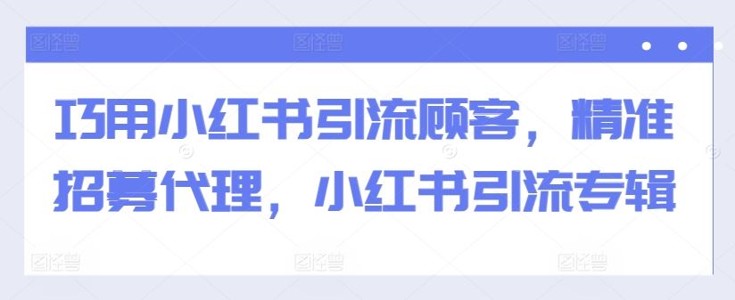 巧用小红书引流顾客，精准招募代理，小红书引流专辑-AI学习资源网