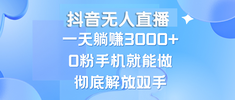 （13038期）抖音无人直播，一天躺赚3000+，0粉手机就能做，新手小白均可操作-AI学习资源网