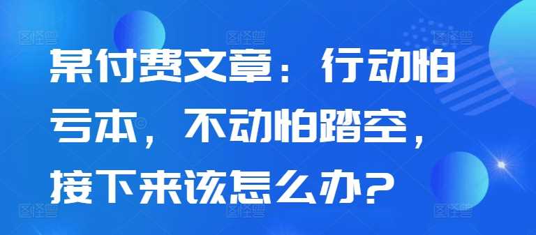 某付费文章：行动怕亏本，不动怕踏空，接下来该怎么办?-AI学习资源网