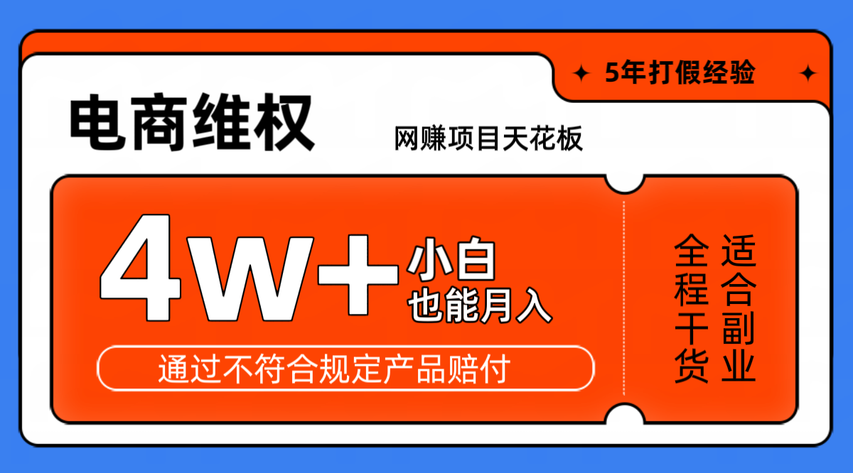 网赚项目天花板电商购物维权月收入稳定4w+独家玩法小白也能上手-AI学习资源网