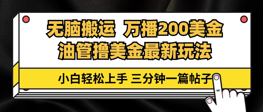 （13050期）油管无脑搬运撸美金玩法教学，万播200刀，三分钟一篇帖子，小白轻松上手-AI学习资源网