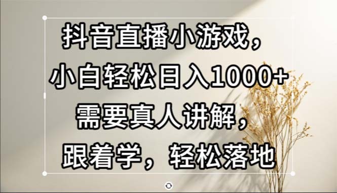 （13075期）抖音直播小游戏，小白轻松日入1000+需要真人讲解，跟着学，轻松落地-AI学习资源网