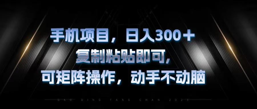 （13083期）手机项目，日入300+，复制黏贴即可，可矩阵操作，动手不动脑-AI学习资源网