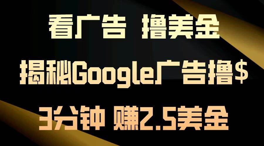 （13114期）看广告，撸美金！3分钟赚2.5美金！日入200美金不是梦！揭秘Google广告…-AI学习资源网